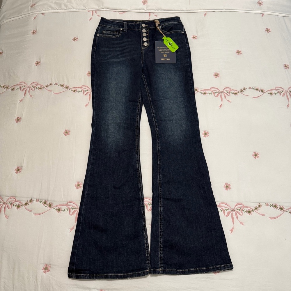 Indigo Rein Women’s Curvy Fit High Rise Flare Jeans